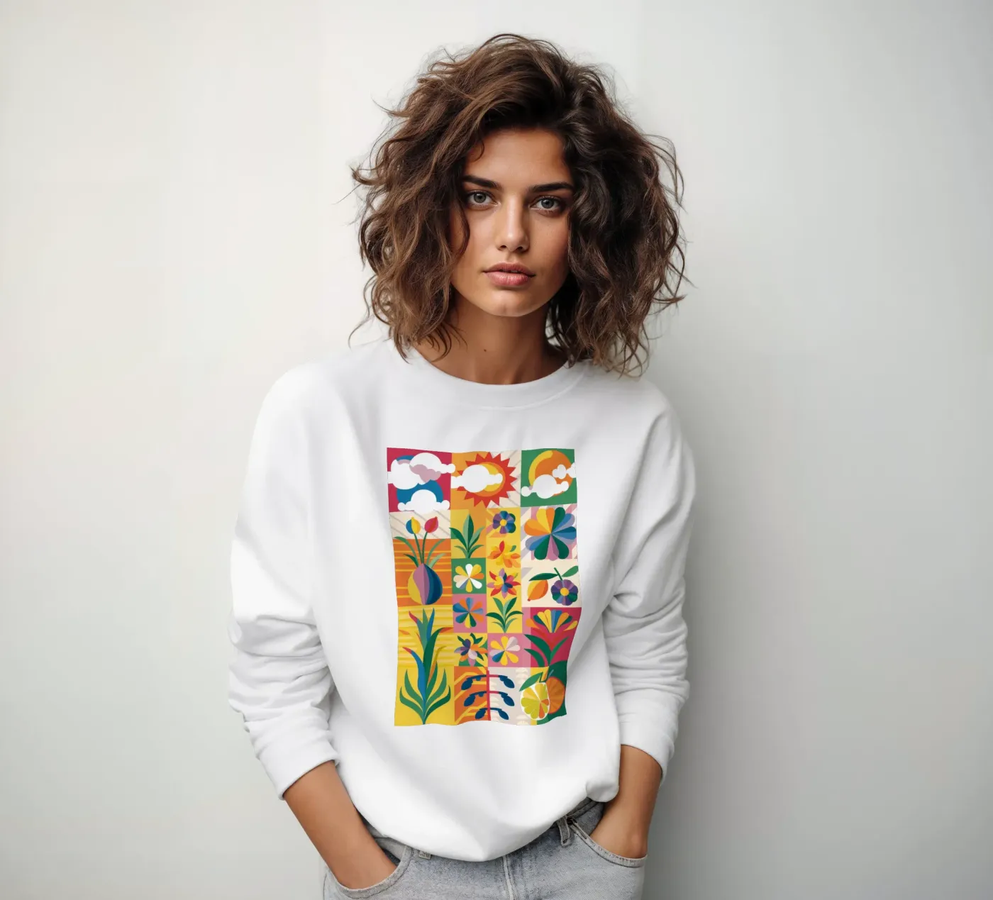 Eklektischer Garten Patchwork Sweatshirt von Solar Paint