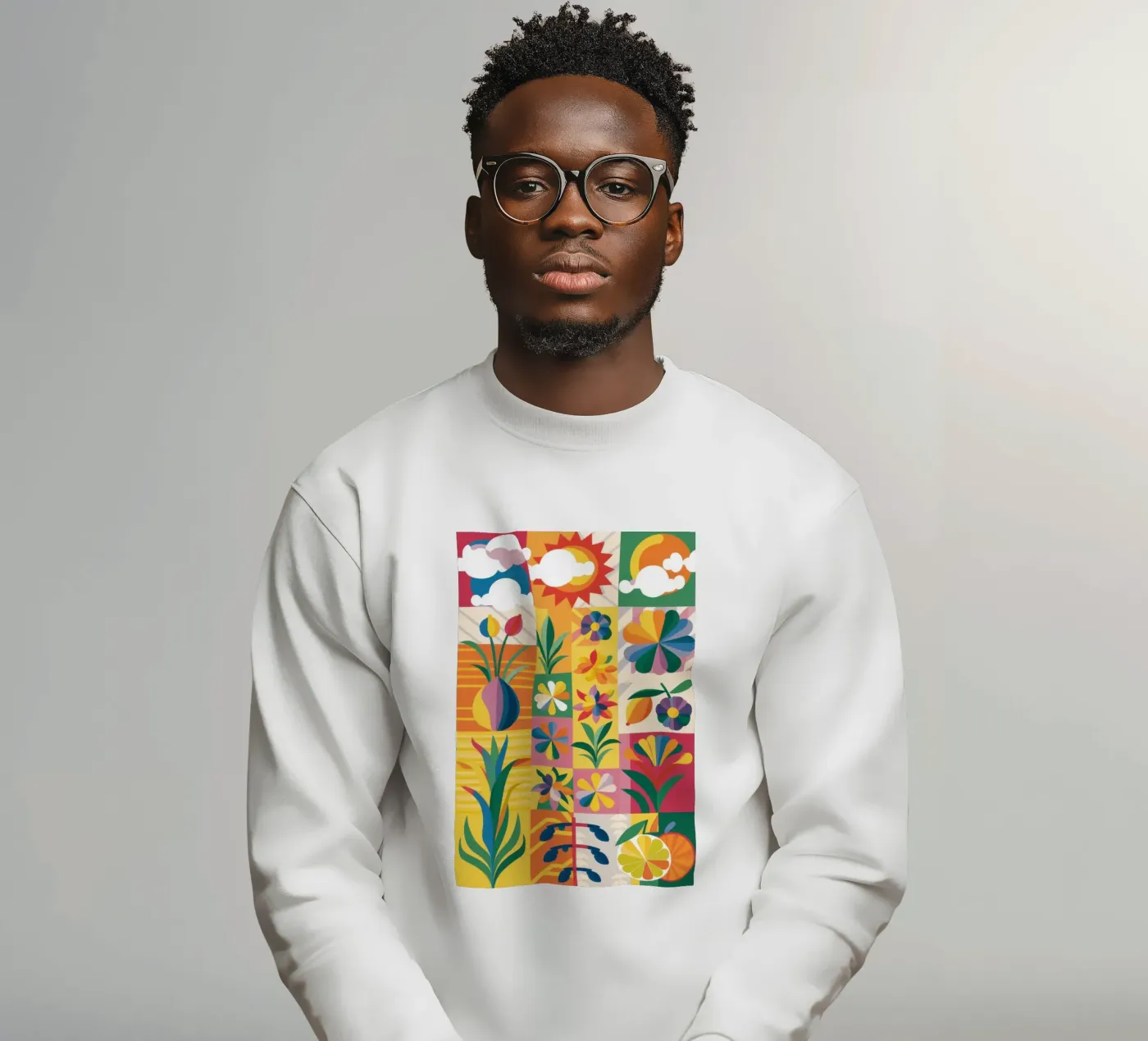 Eklektischer Garten Patchwork Sweatshirt von Solar Paint