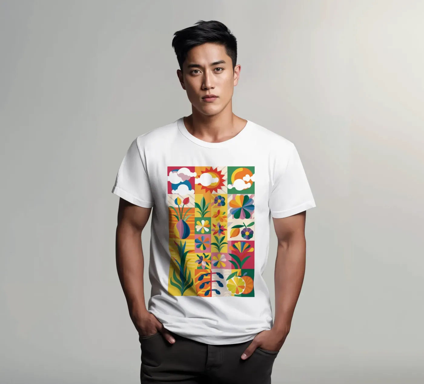 Giardino eclettico Patchwork t-shirt da Solar Paint