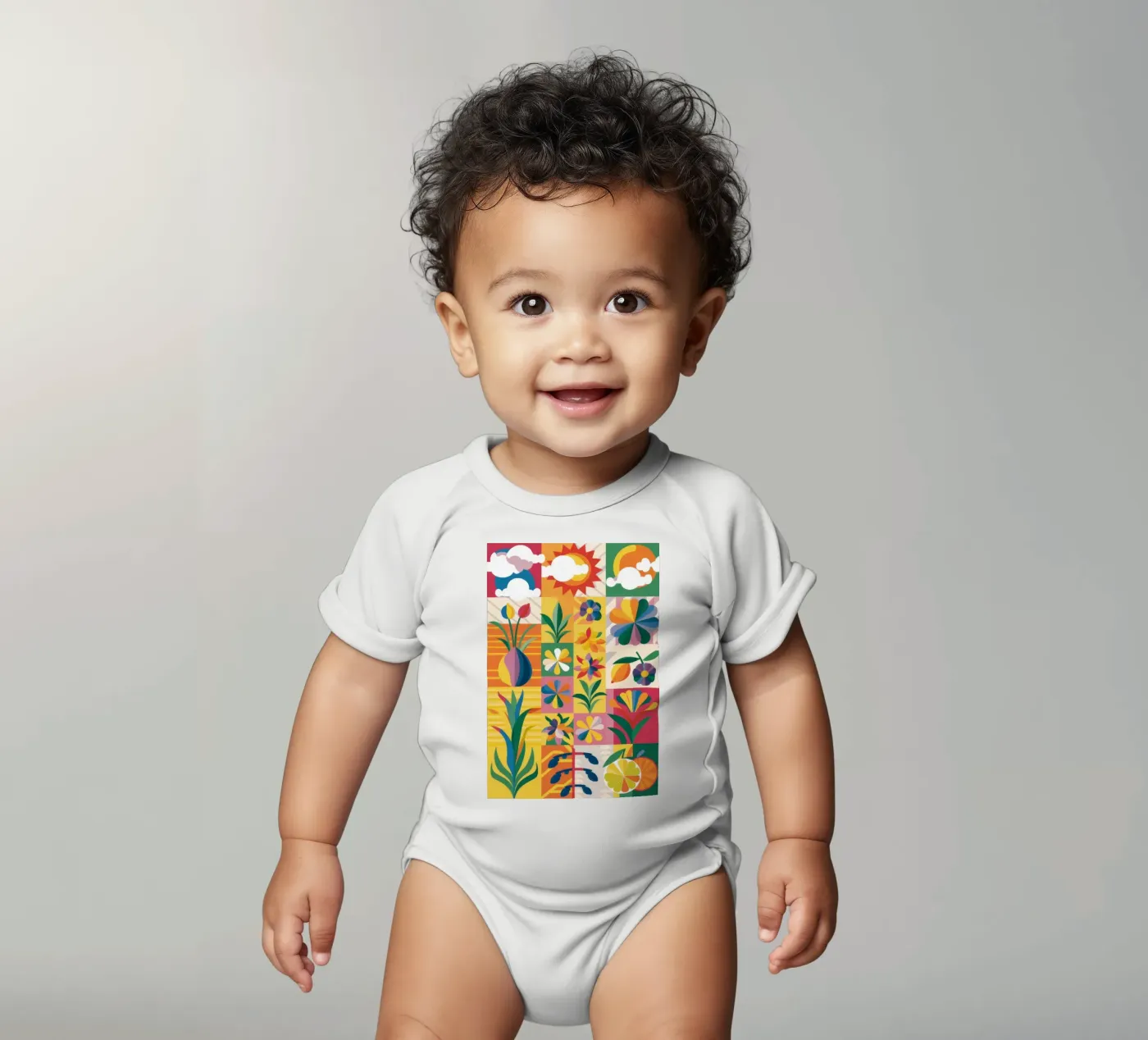 Patchwork de jardin éclectique body bébé de Solar Paint