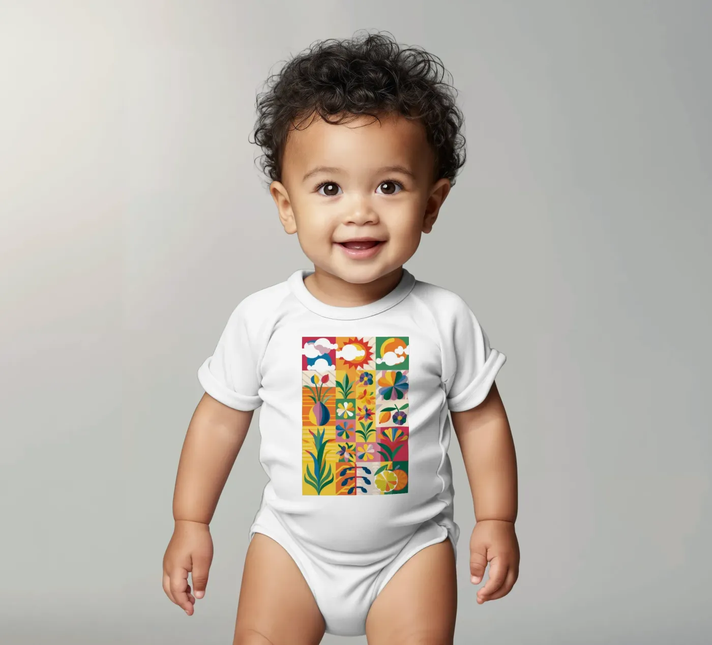 Patchwork de jardin éclectique body bébé de Solar Paint
