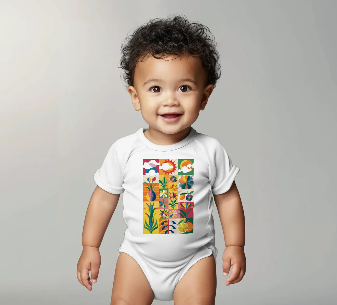 Eclectische tuin patchwork babyrompertje korte mouwen van Solar Paint