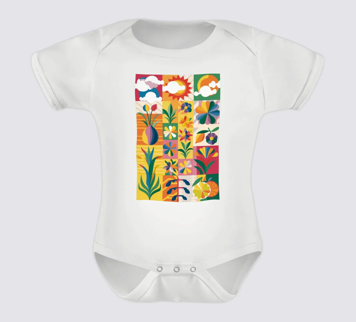 Patchwork de jardin éclectique body bébé de Solar Paint