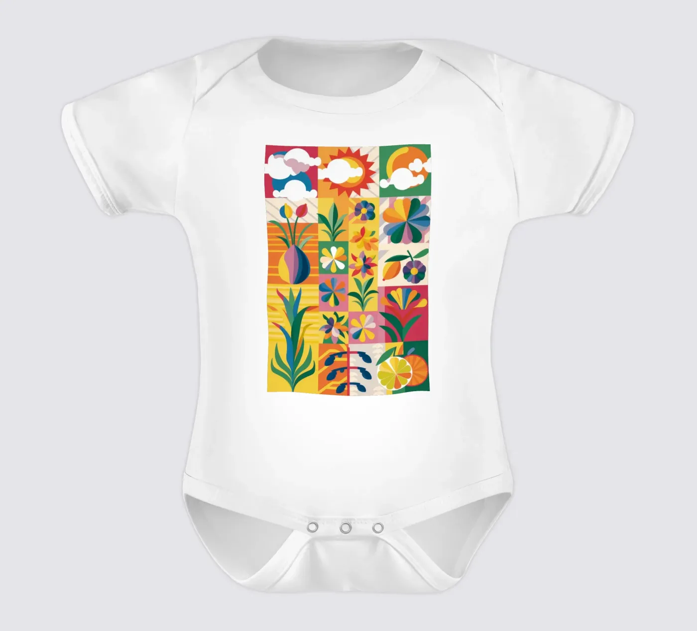 Patchwork de jardin éclectique body bébé de Solar Paint