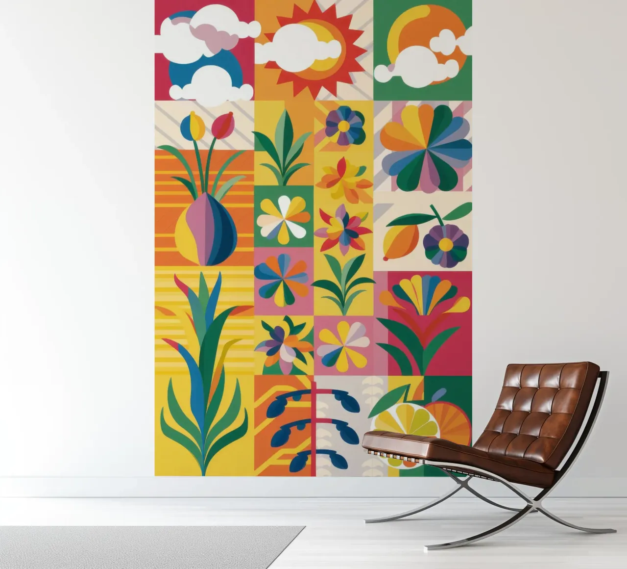 Eclectische tuin patchwork fotobehang van Solar Paint