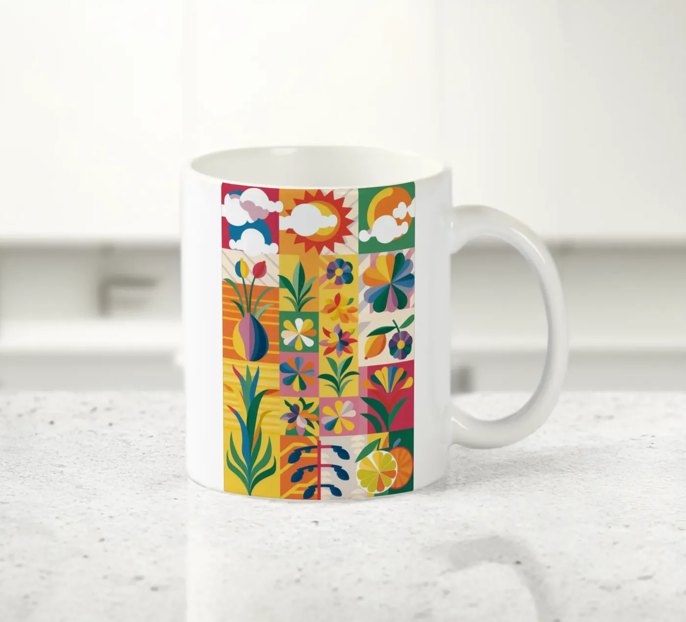 Eclectic Garden Patchwork ceramic mug by Solar Paint