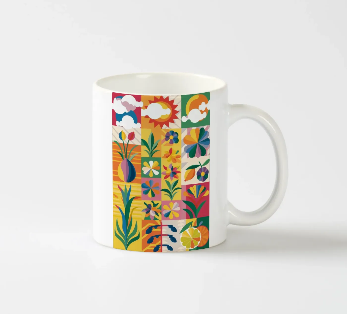 Eclectic Garden Patchwork ceramic mug by Solar Paint