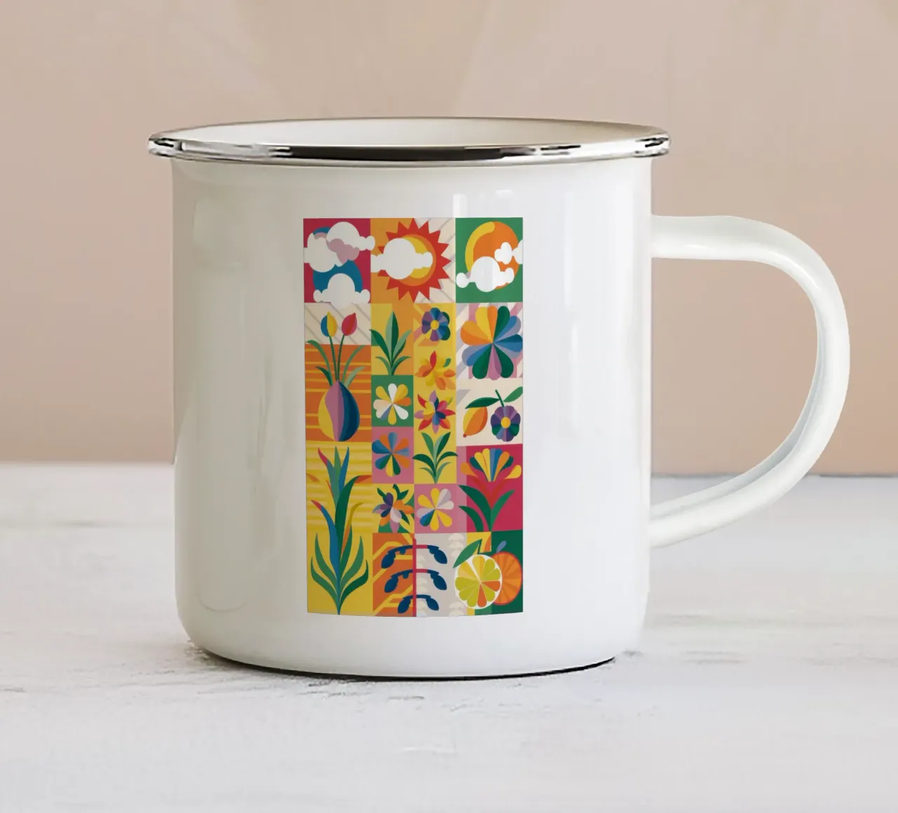 Giardino eclettico Patchwork tazza in smalto da Solar Paint
