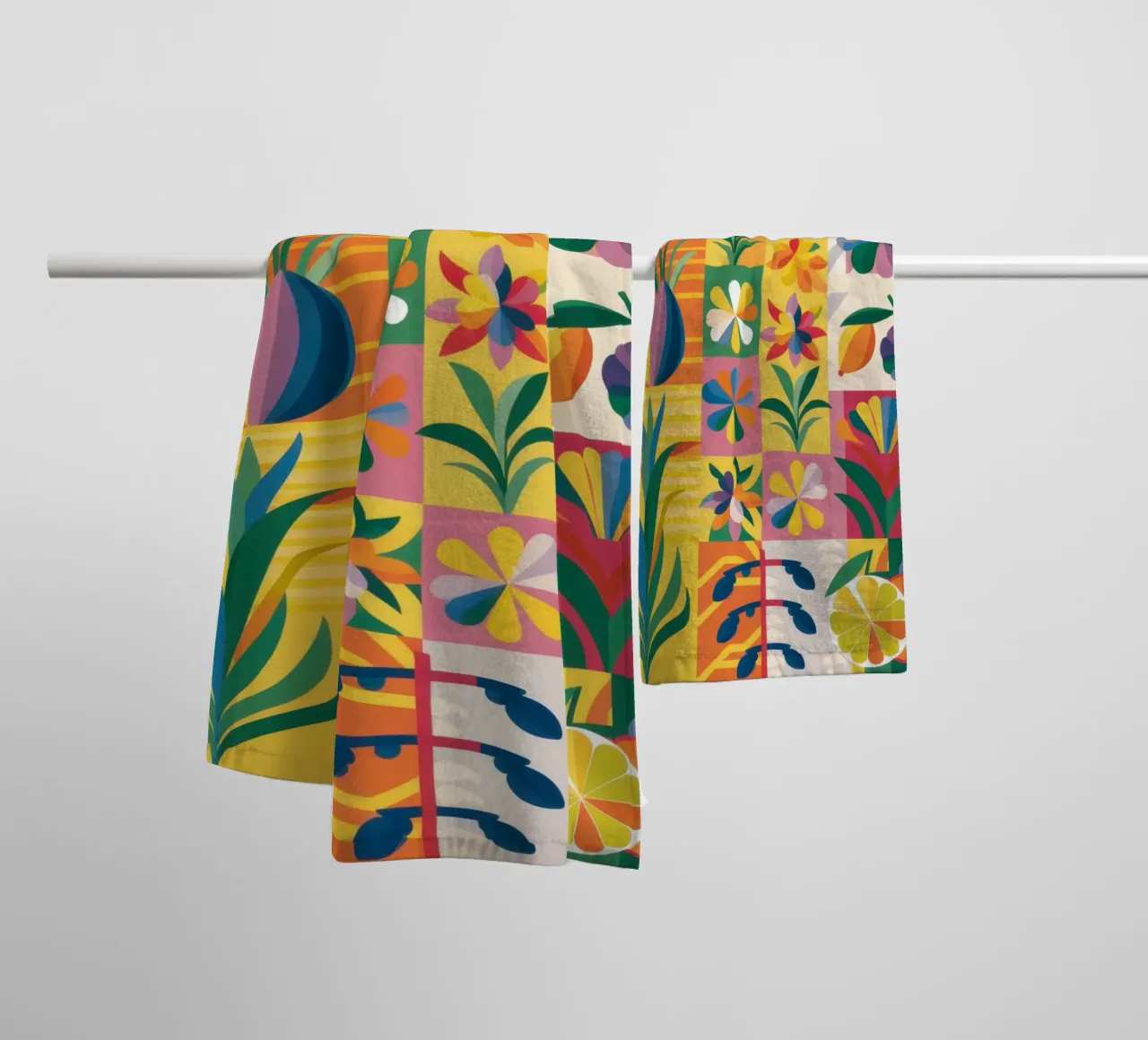 Eclectic Garden Patchwork towel by Solar Paint