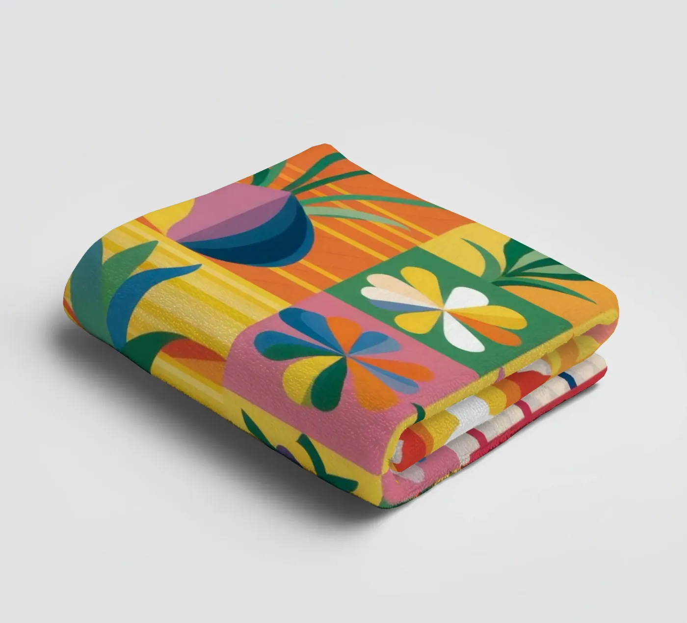 Eclectische tuin patchwork badhanddoek van Solar Paint