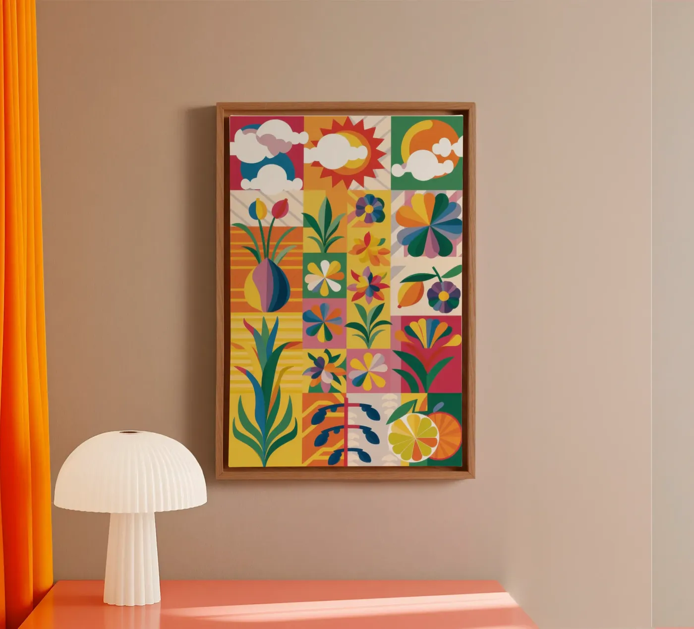 Eclectische tuin patchwork canvas van Solar Paint