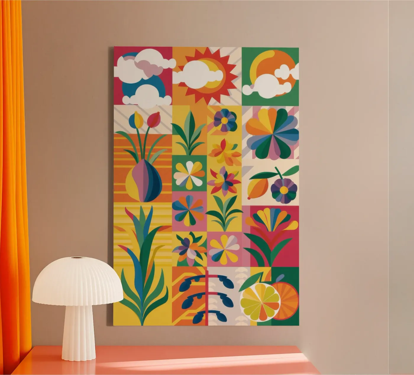 Eclectische tuin patchwork canvas van Solar Paint