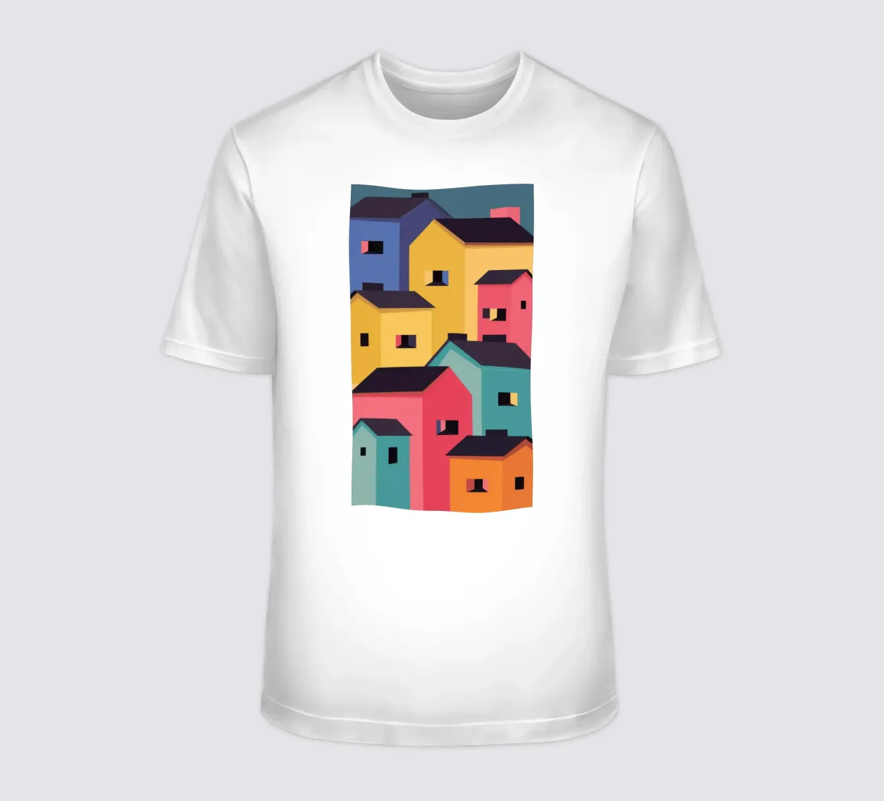 Villaggio colorato in collina t-shirt da Frosh Pallete