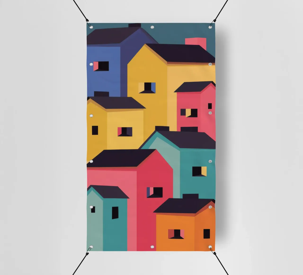 Villaggio colorato in collina telo in pvc da Frosh Pallete