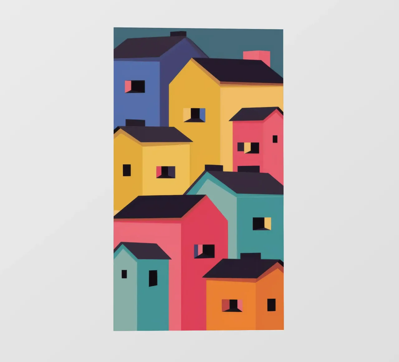Villaggio colorato in collina telo in pvc da Frosh Pallete