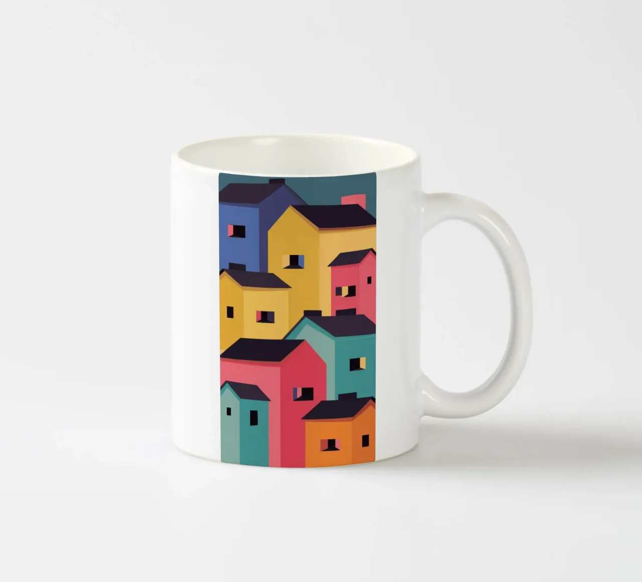 Villaggio colorato in collina tazza in ceramica da Frosh Pallete