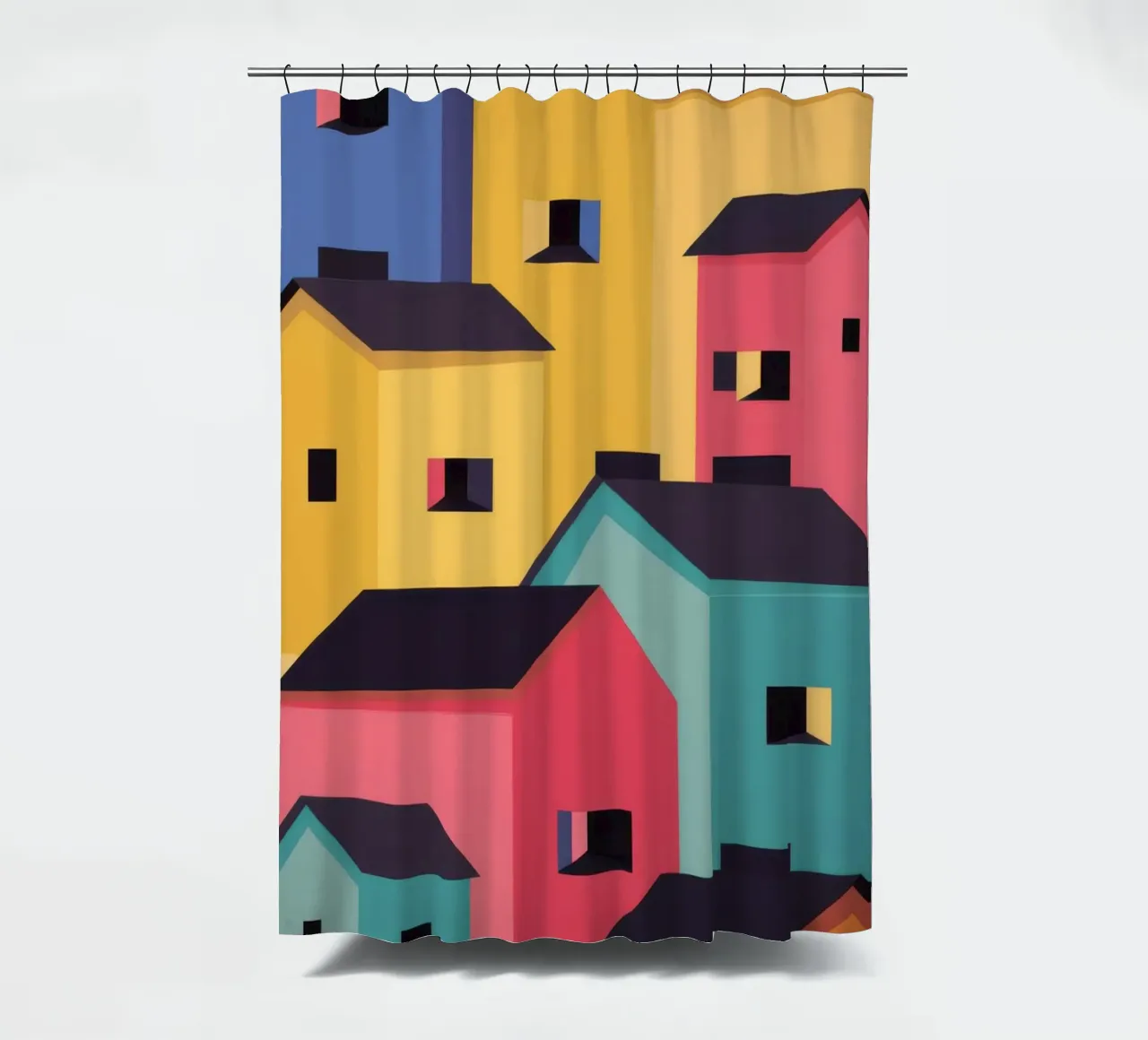 Villaggio colorato in collina tenda da doccia da Frosh Pallete