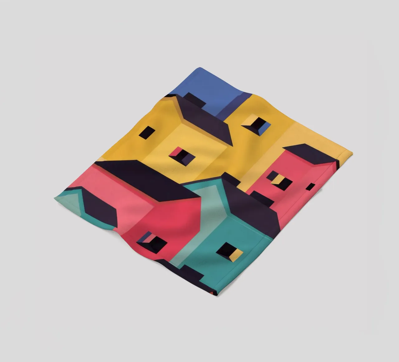 Villaggio colorato in collina coperta in pile da Frosh Pallete