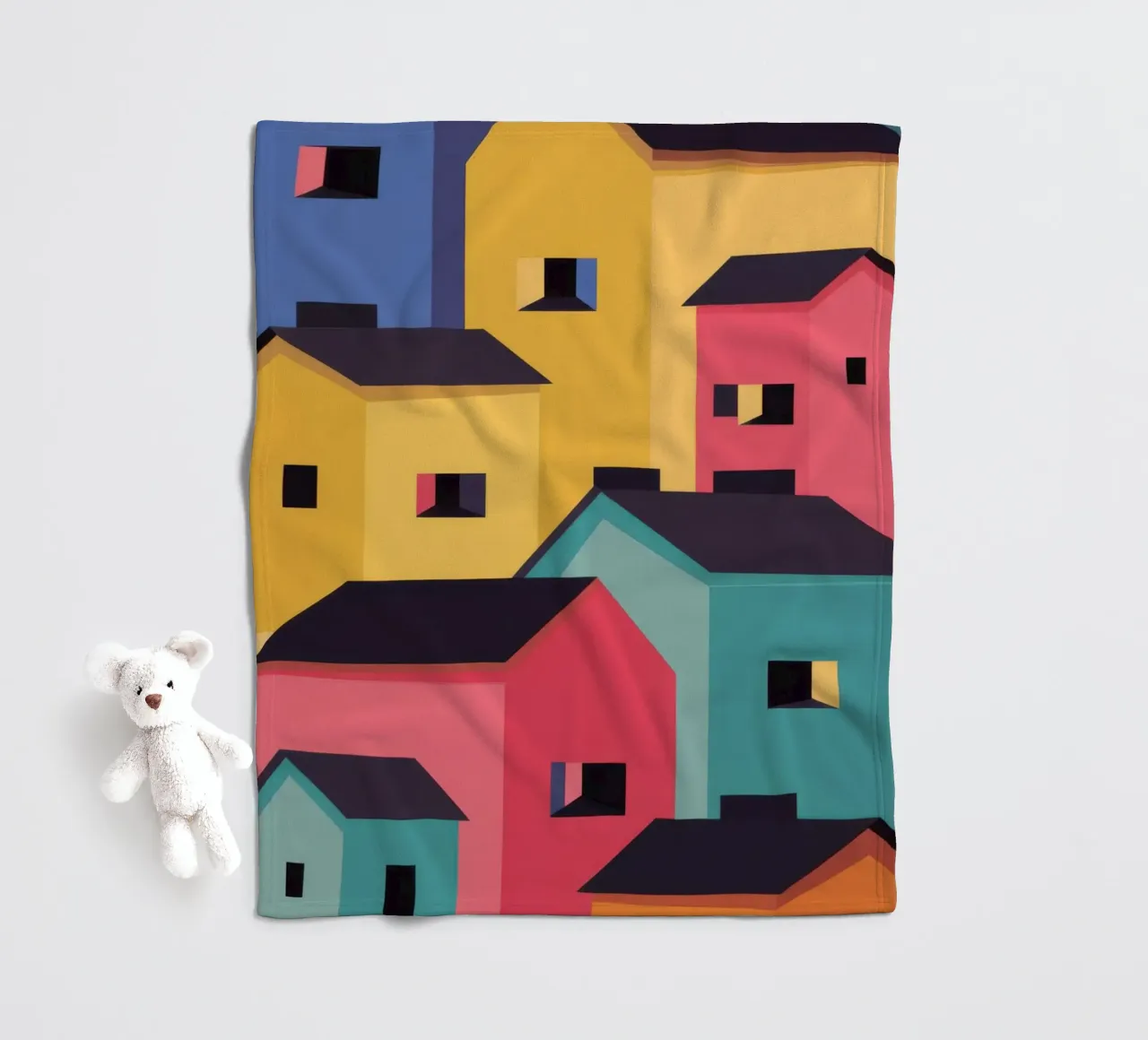 Villaggio colorato in collina coperta in pile da Frosh Pallete