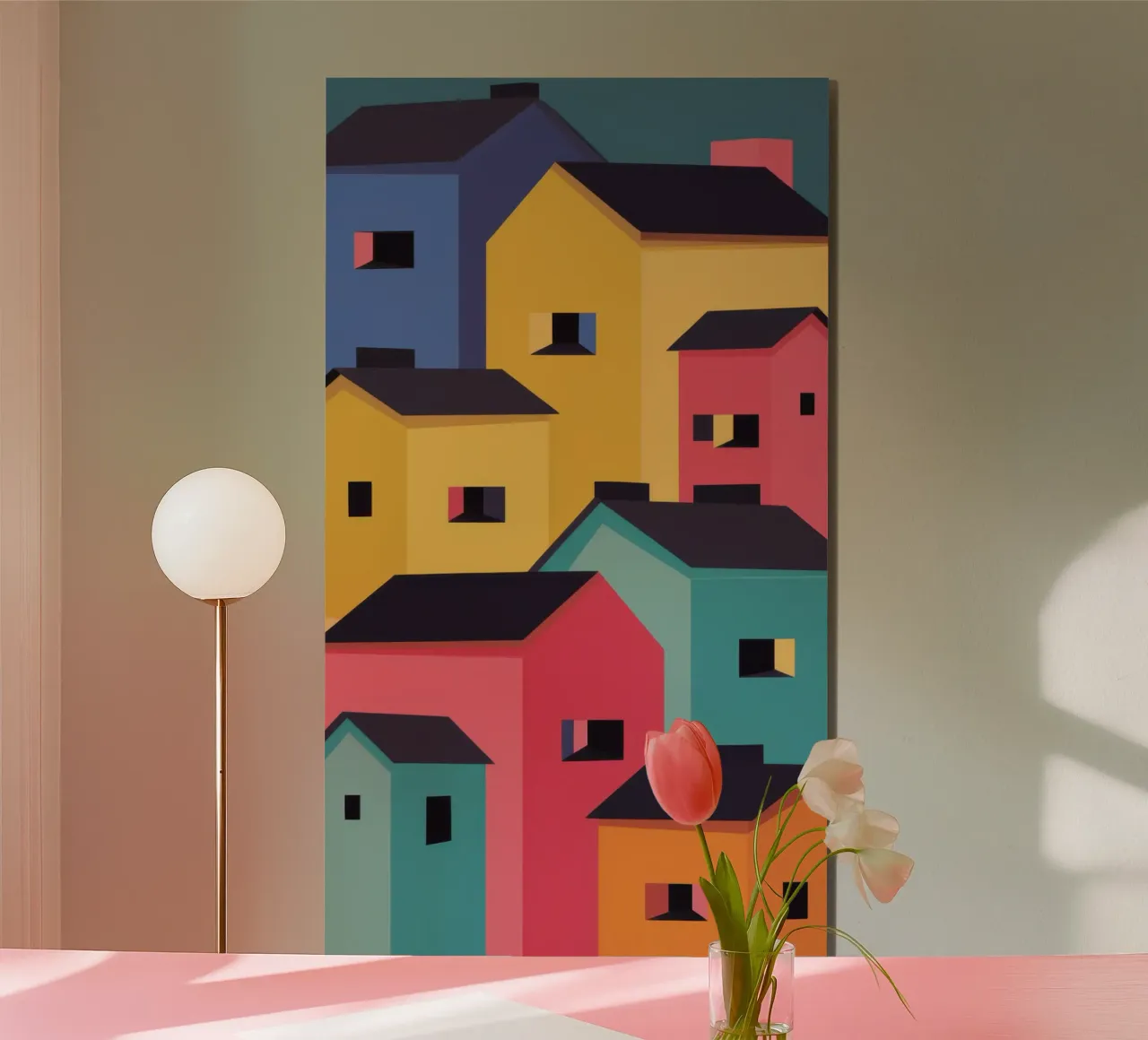 Villaggio colorato in collina alluminio dibond da Frosh Pallete