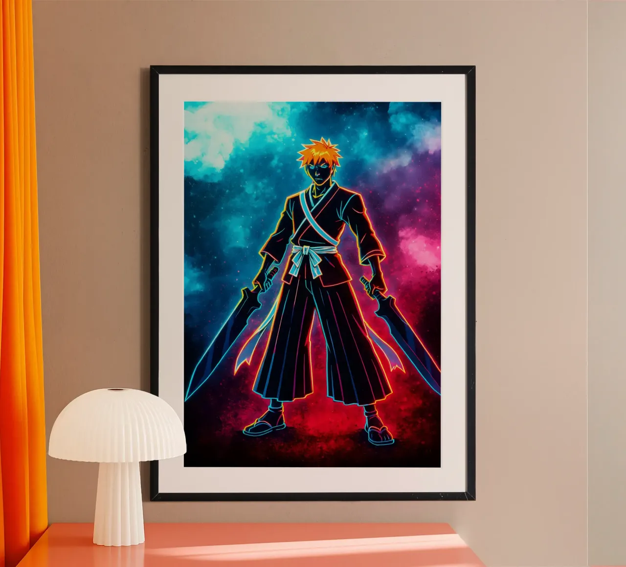 Soul Of Bleach Ichigo Kurosaki poster con telaio in alluminio da DGSoulheroes