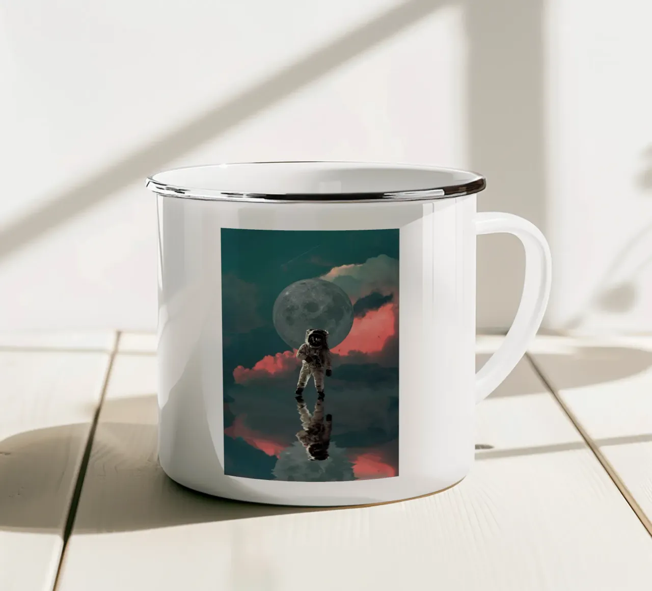 astronaut moon tazza in smalto da Histrol