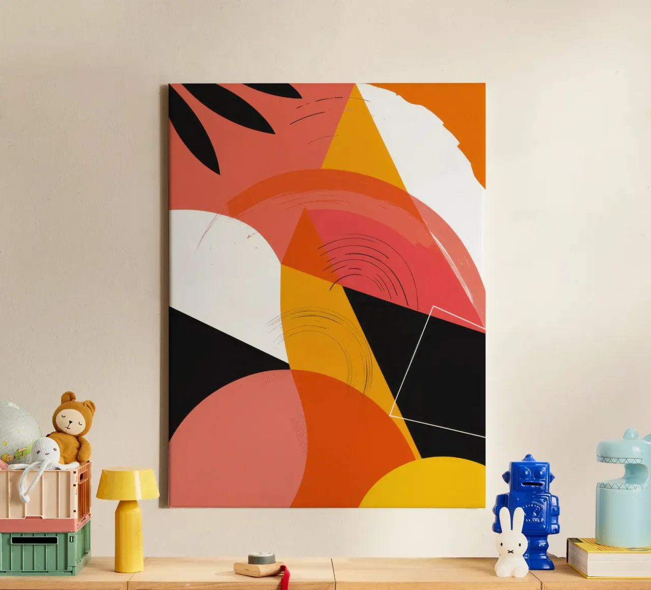 Forme abstraite du flamant toile avec Caisse américaine de Bring Haven