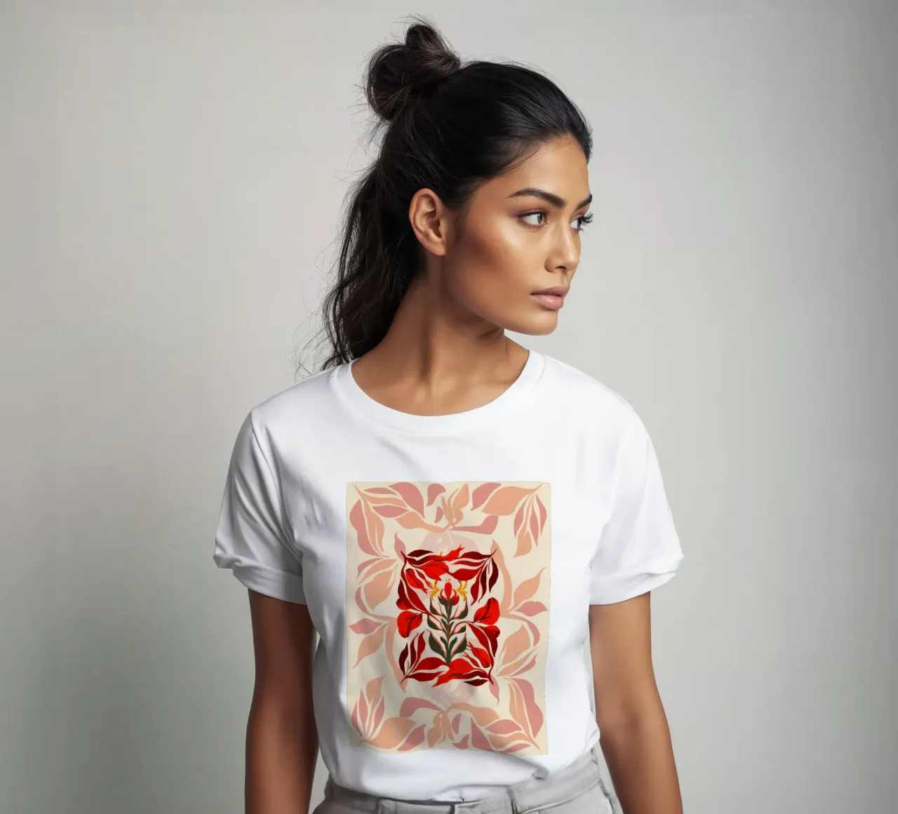Gewölbtes karminrotes Laub T-Shirt von Frosh Pallete