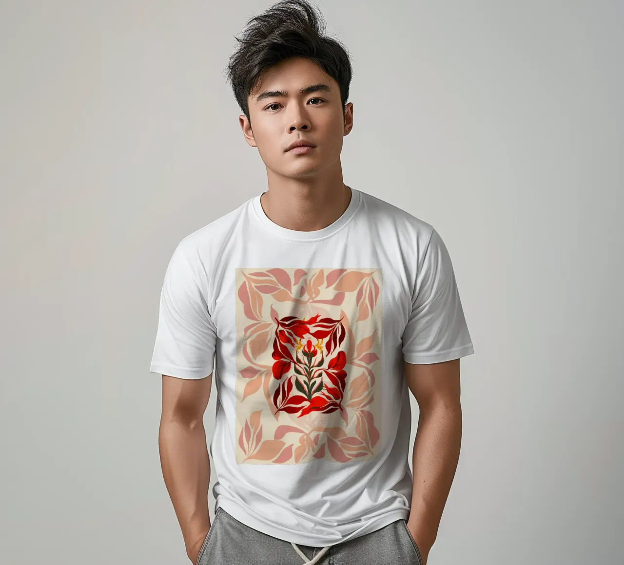 Gewölbtes karminrotes Laub T-Shirt von Frosh Pallete