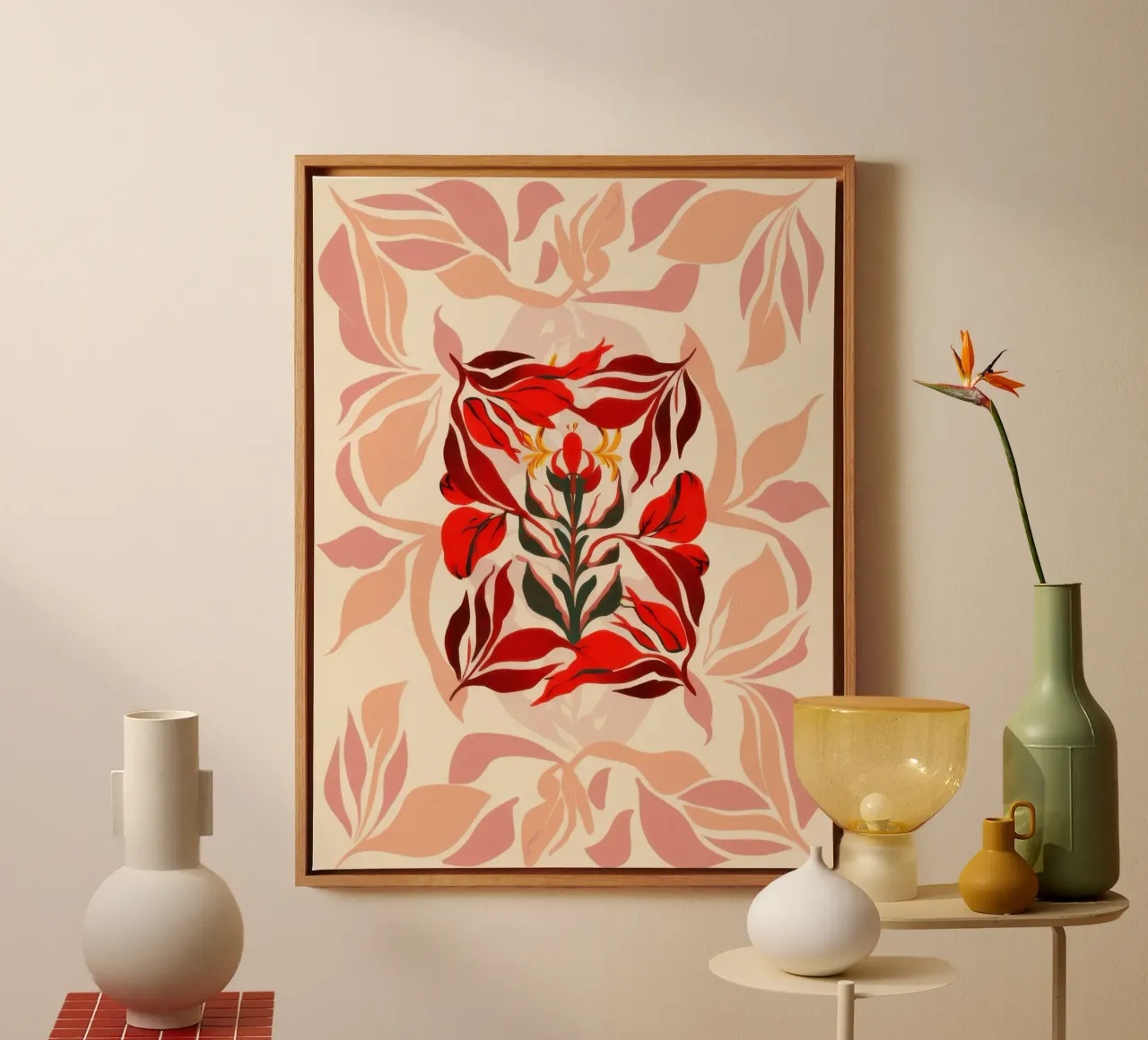 Gewelfd karmozijnrood blad canvas met Baklijst van Frosh Pallete