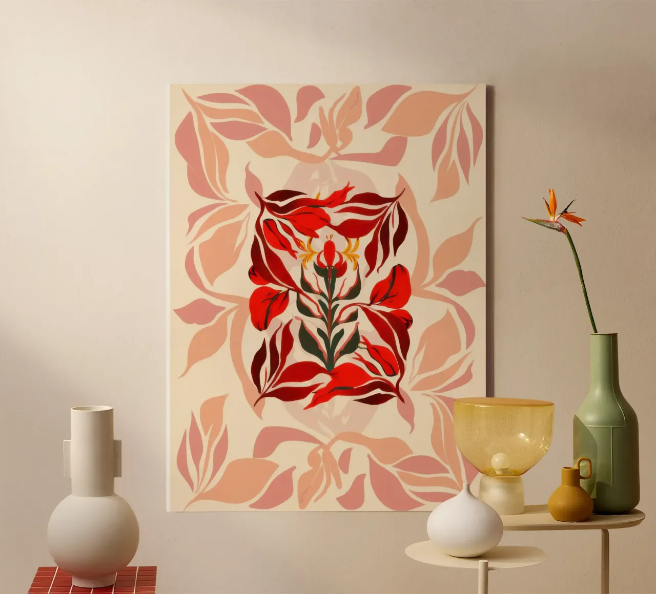 Gewelfd karmozijnrood blad canvas met Baklijst van Frosh Pallete