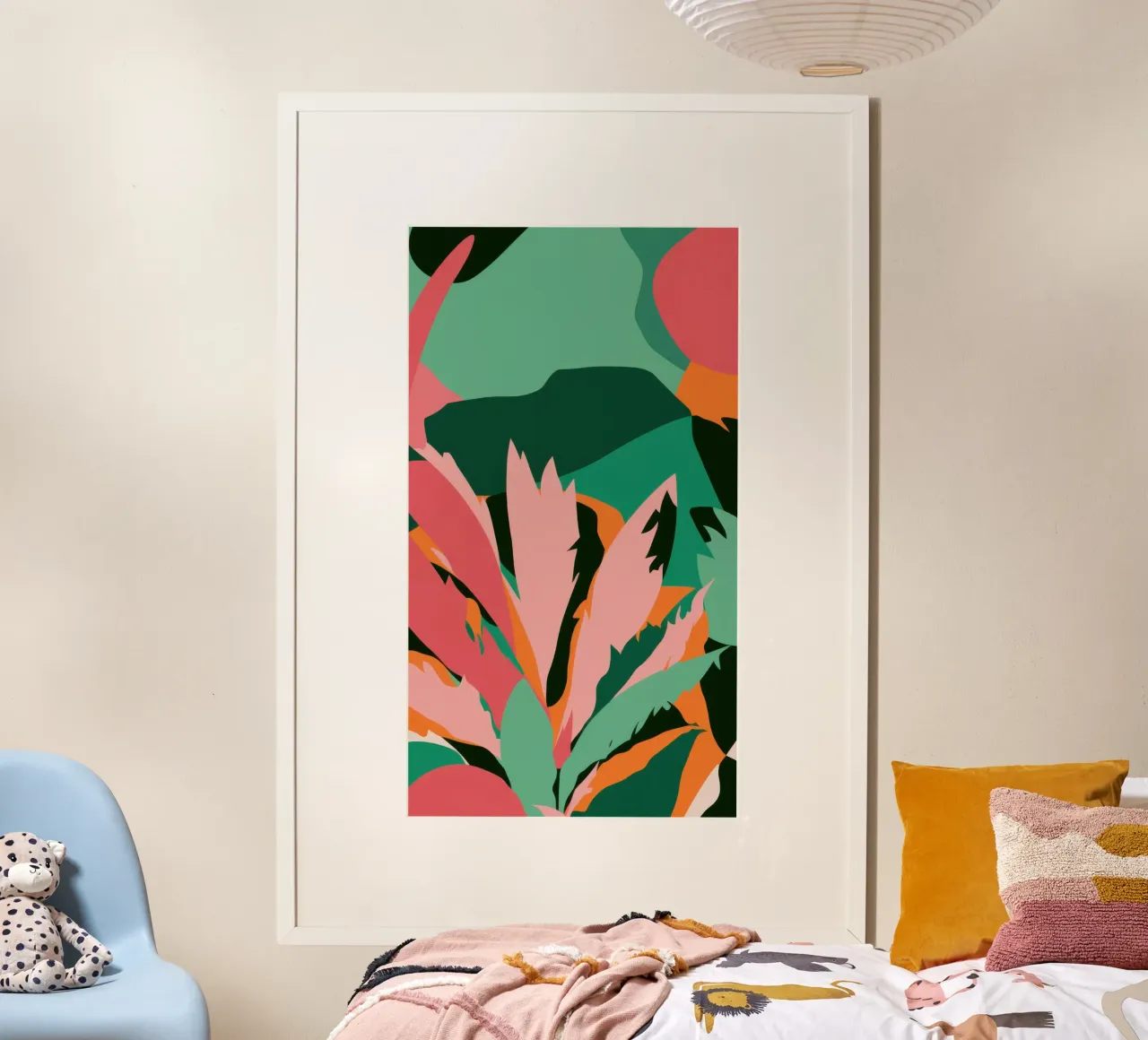 Giungla rosa verdeggiante poster con telaio in plastica da Bring Haven
