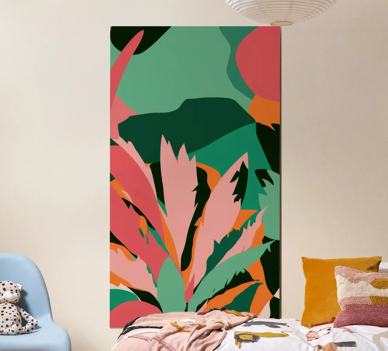 Giungla rosa verdeggiante poster con telaio in plastica da Bring Haven