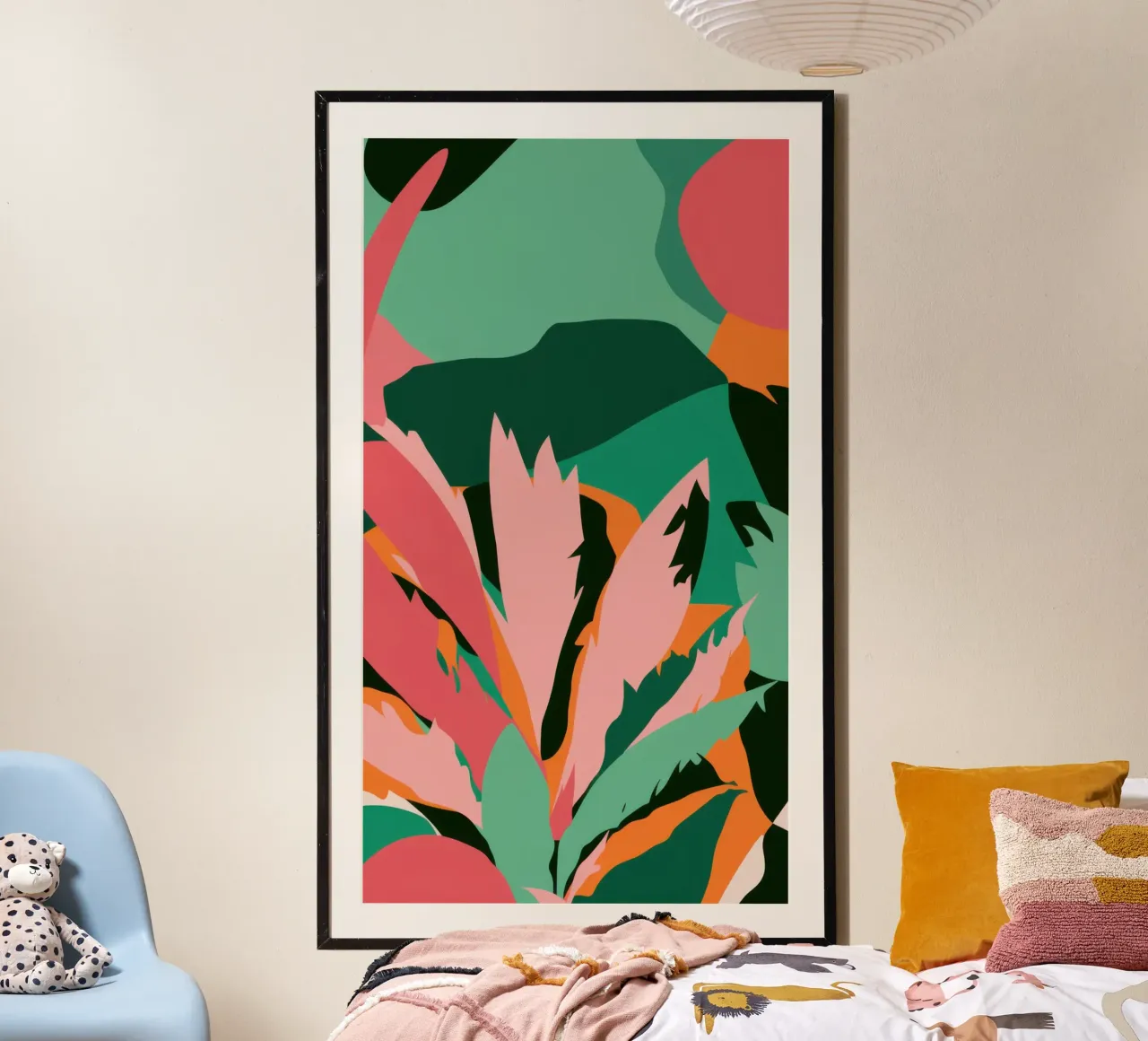 Giungla rosa verdeggiante poster con telaio in plastica da Bring Haven