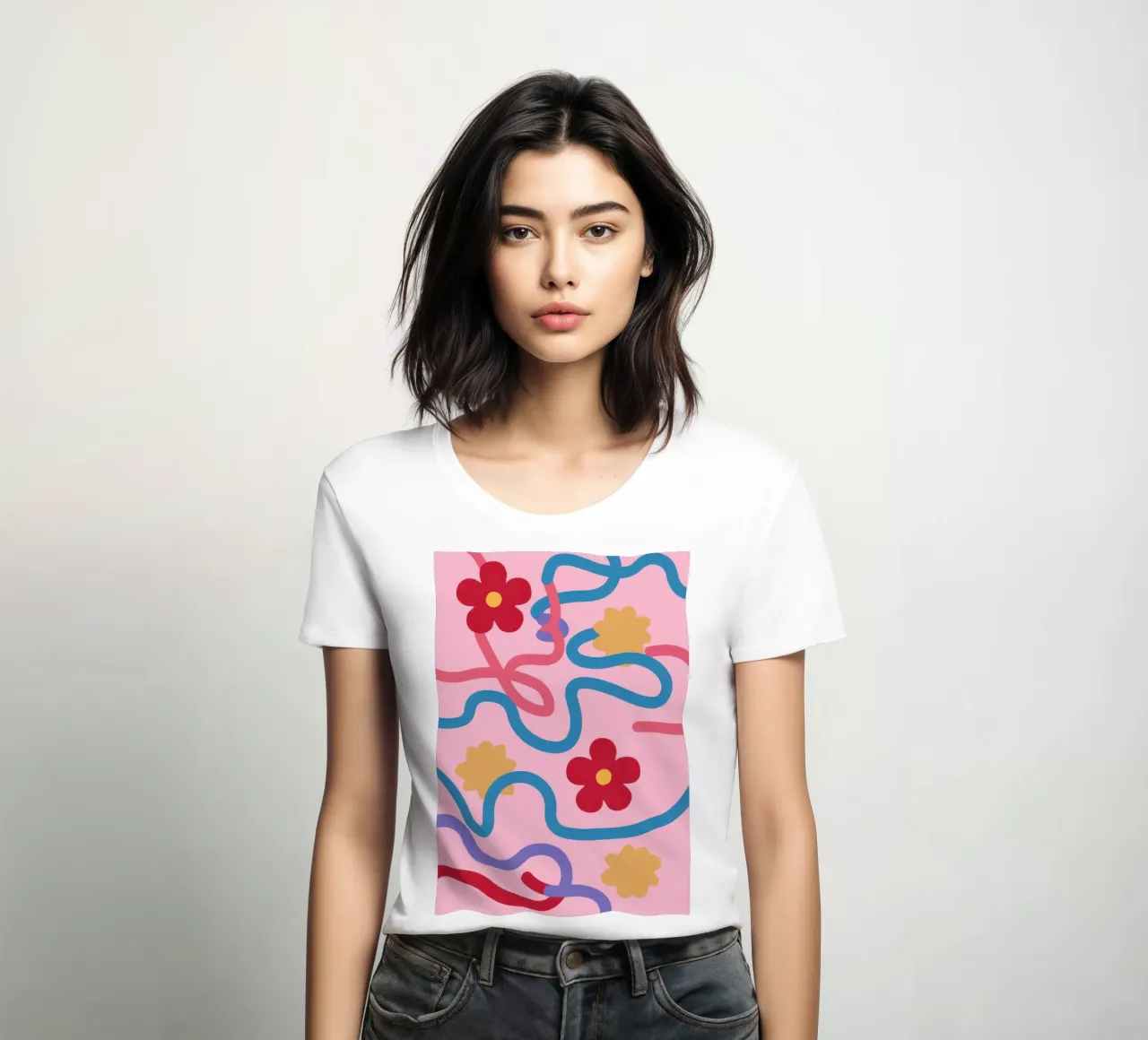 Alegres garabatos abstractos camiseta de mujer de Solar Paint