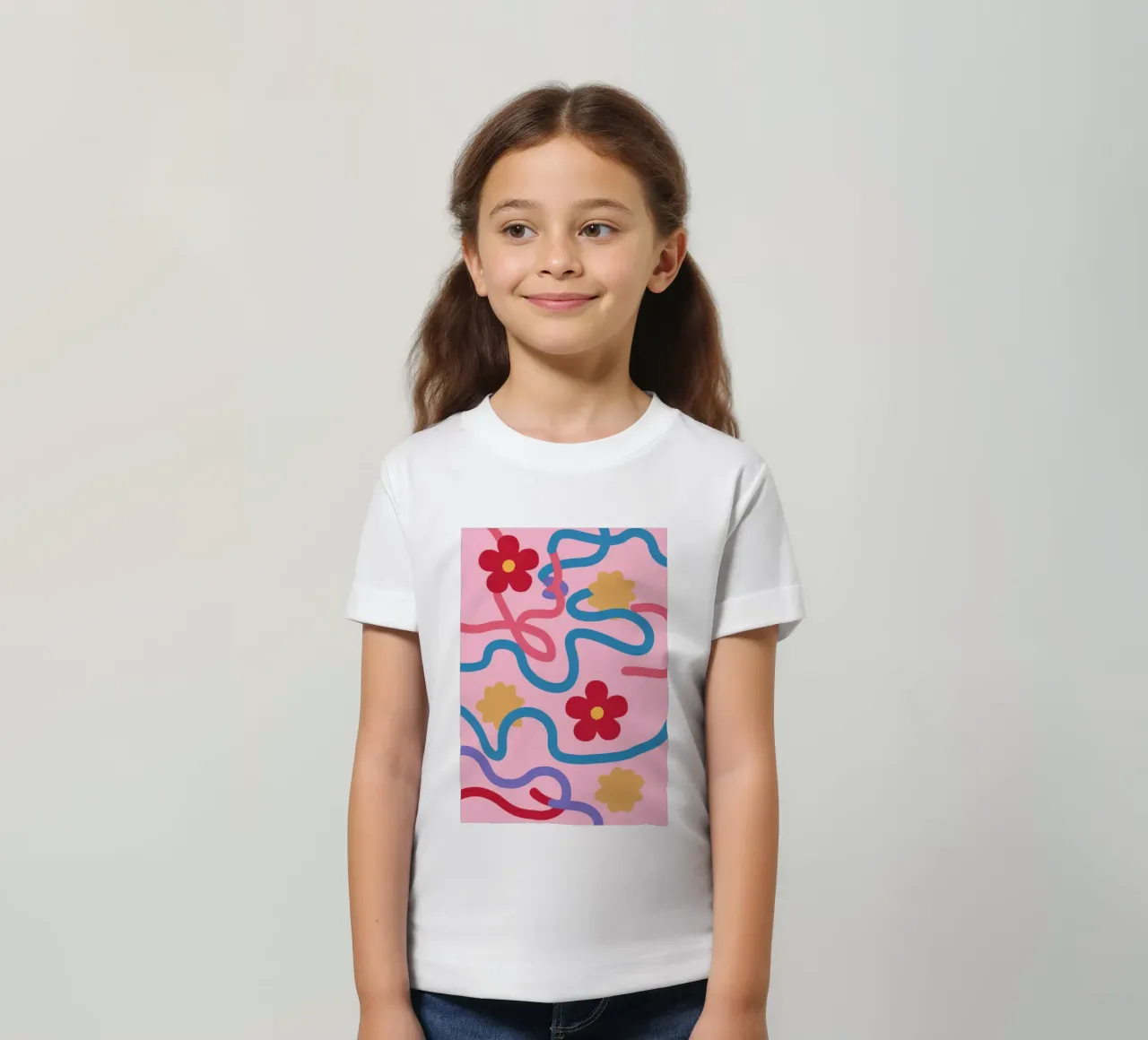 Joyful Abstract Squiggles kids t-shirt by Solar Paint