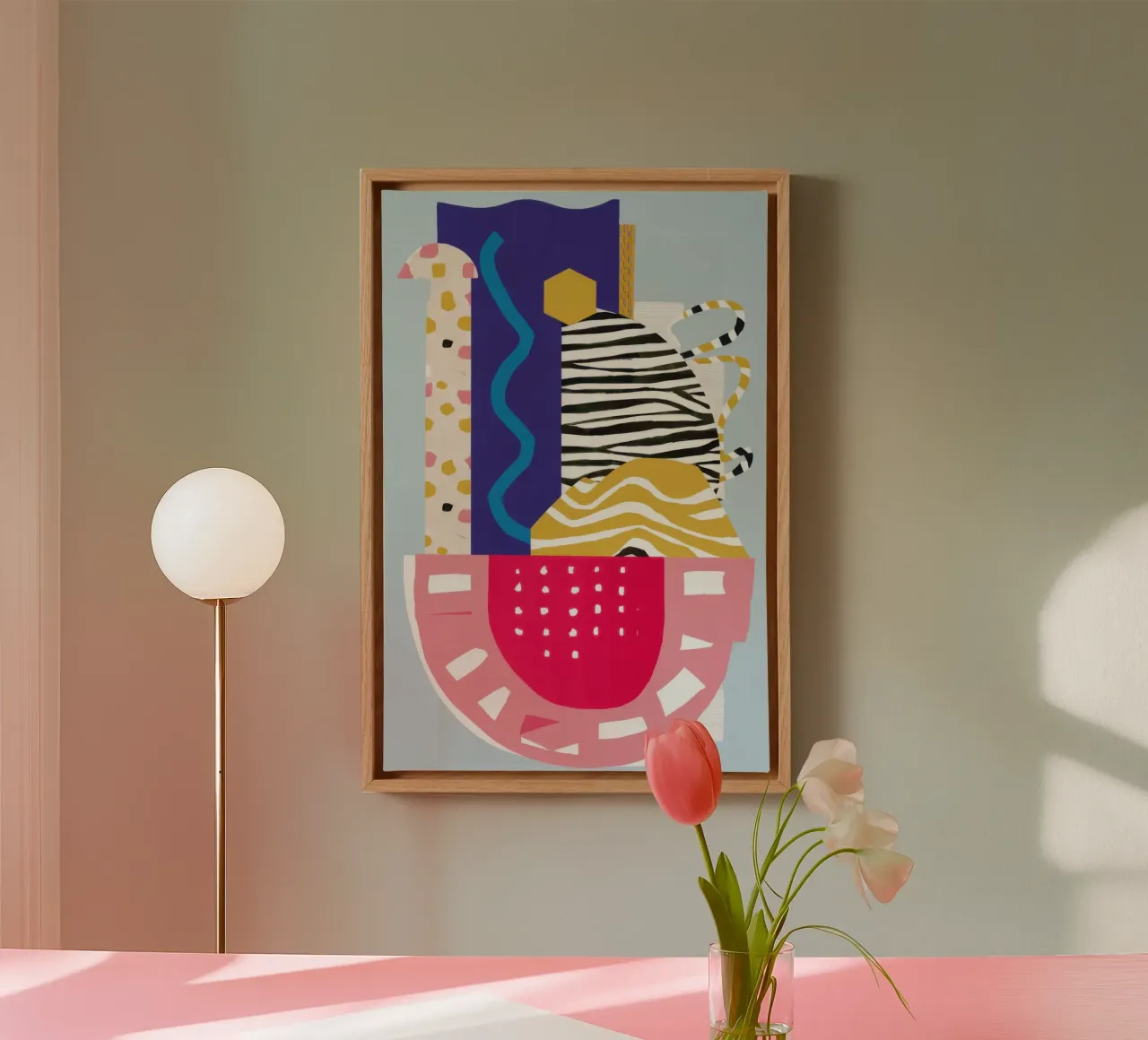 Modern Abstract Stillness canvas with Floater frame by Frosh Pallete