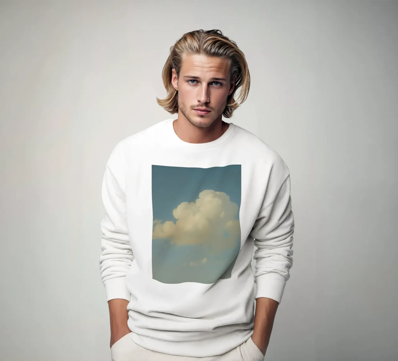 Nuage blanc à la dérive dans un ciel bleu clair sweat de DesignDoodle