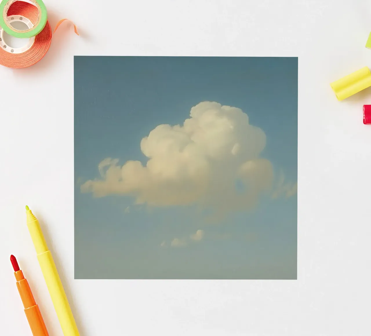 Nuage blanc à la dérive dans un ciel bleu clair autocollant de DesignDoodle