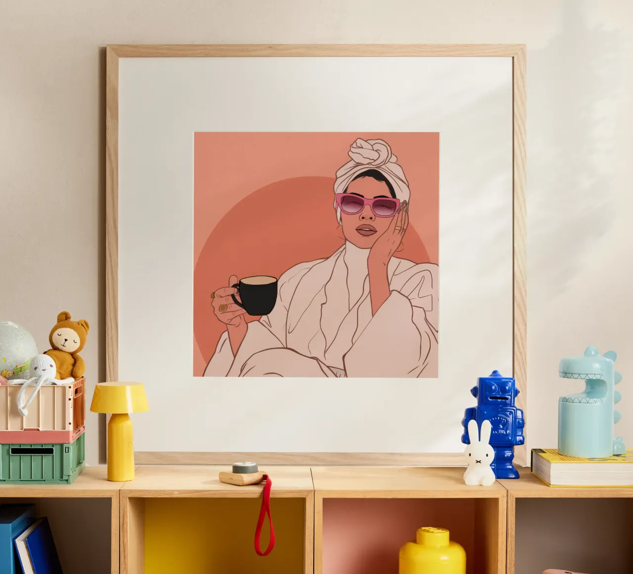Caffè mattutino Glamour poster con telaio in alluminio da Solar Paint