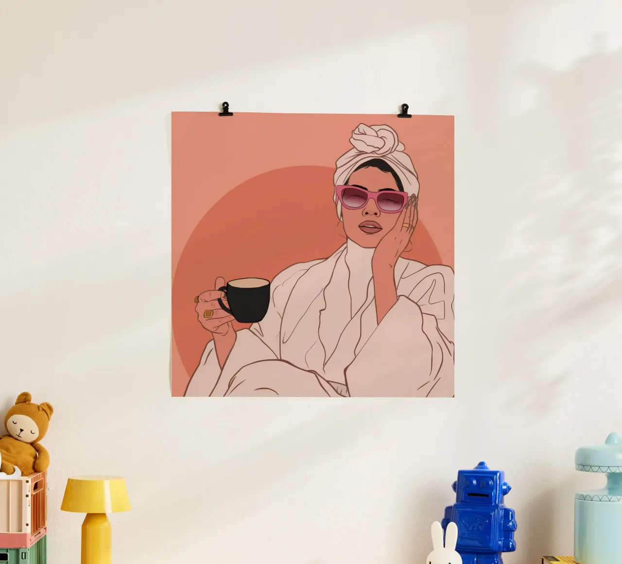 Caffè mattutino Glamour poster con telaio in alluminio da Solar Paint
