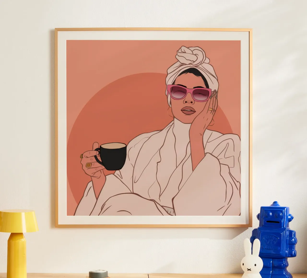 Caffè mattutino Glamour poster con telaio in alluminio da Solar Paint