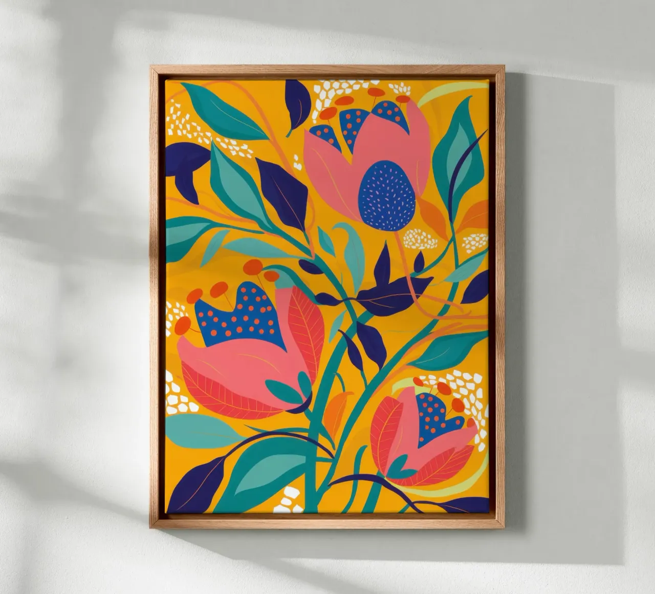 Vreugdevolle abstracte tuin canvas met Baklijst van Lunar Valentina