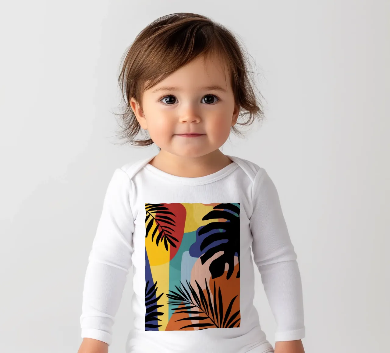 Sunset Jungle Silhouette long-sleeve baby romper by Frosh Pallete