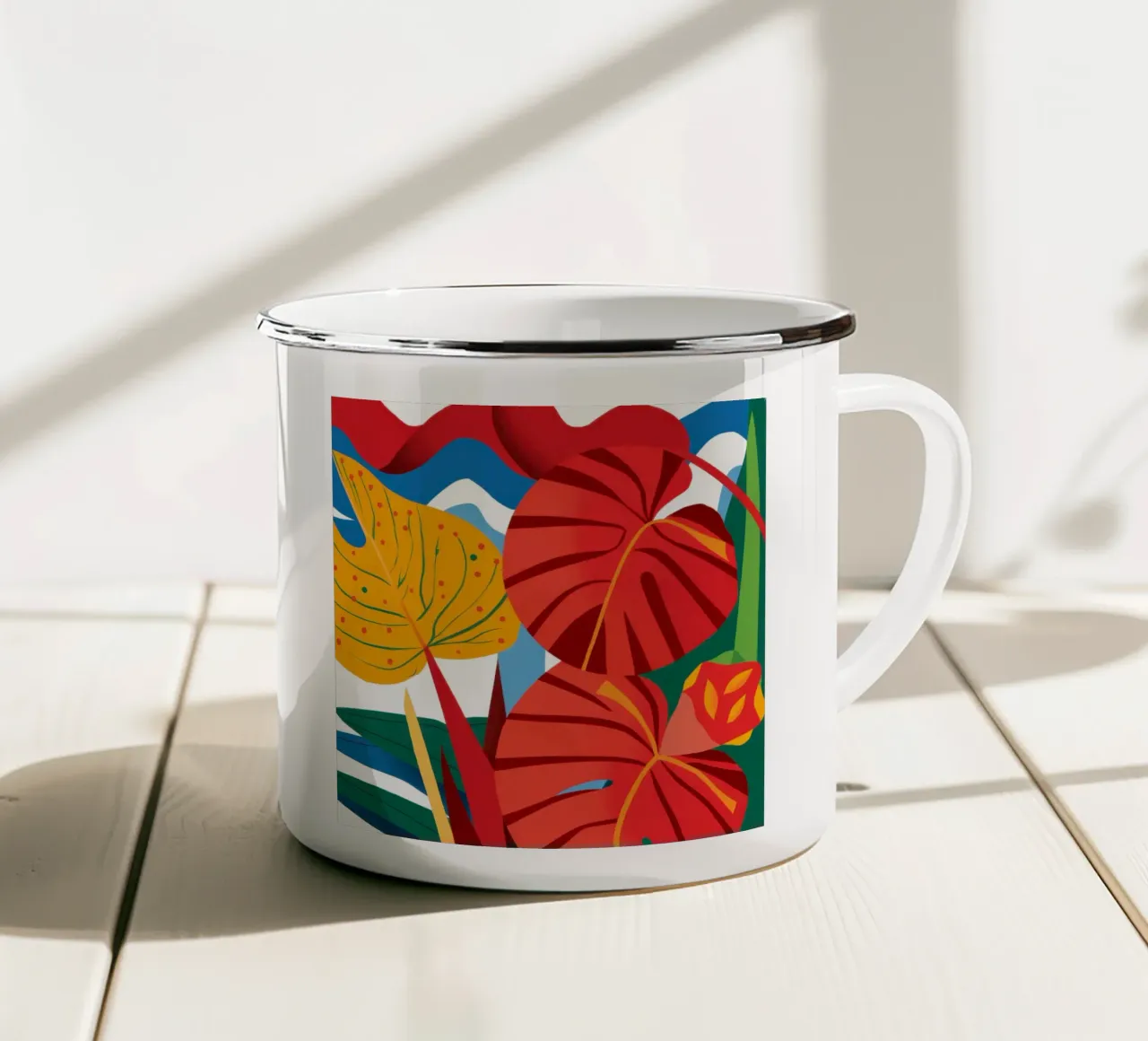 Abbraccio autunnale di fuoco tazza in smalto da Solar Paint