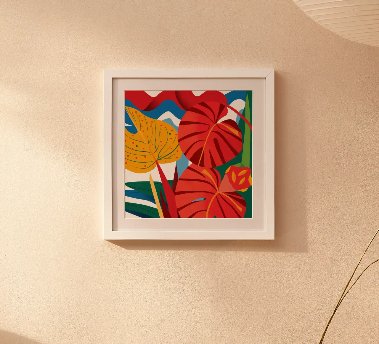 Abbraccio autunnale di fuoco poster con telaio in legno da Solar Paint