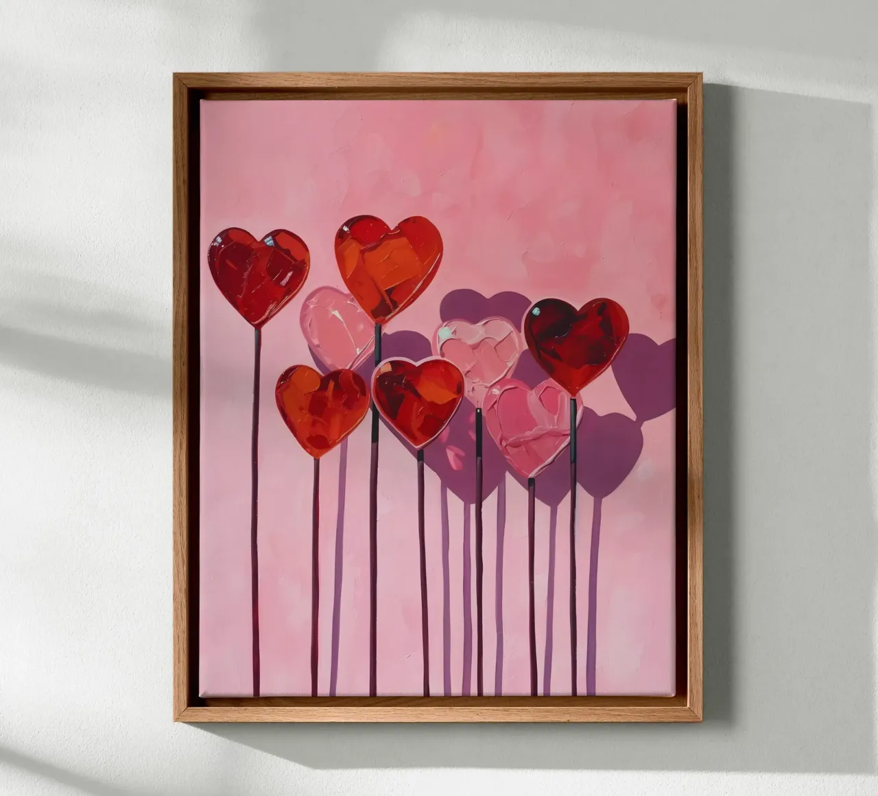 Lecca lecca cuore rosa e rosa e rosso tela con Cornice a cassetta da Yaso Design & Art