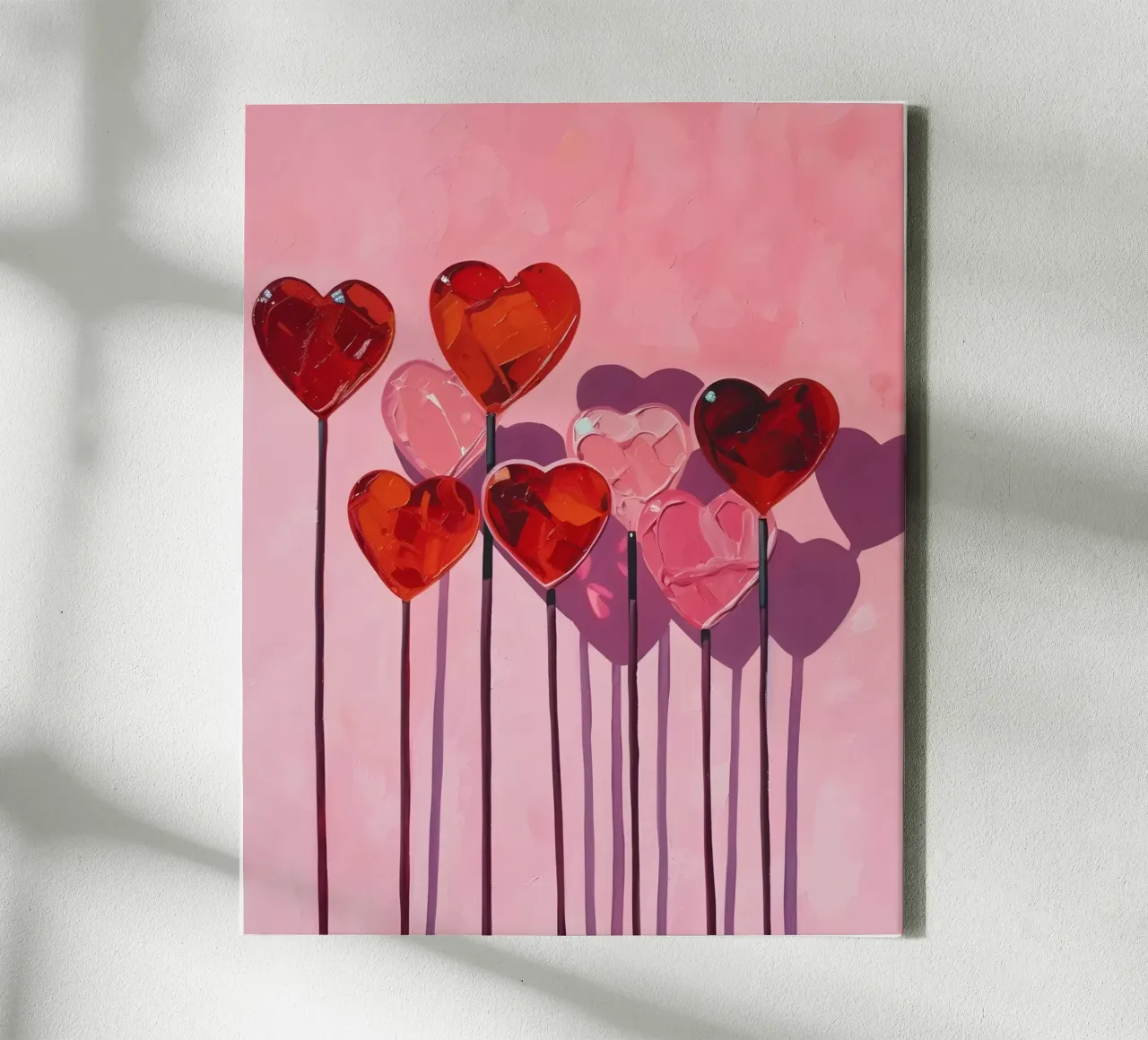 Lecca lecca cuore rosa e rosa e rosso tela con Cornice a cassetta da Yaso Design & Art