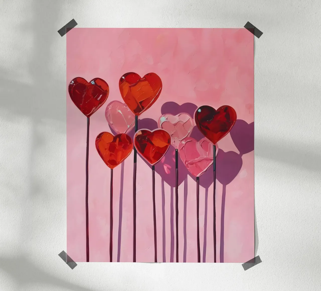 Lecca lecca cuore rosa e rosa e rosso poster da Yaso Design & Art