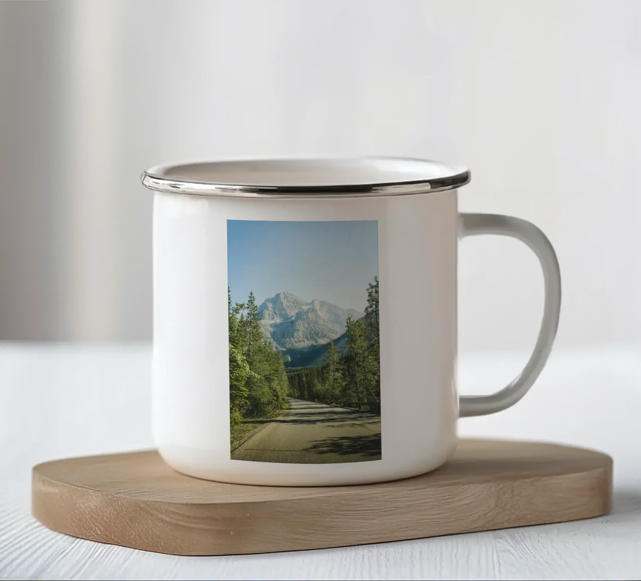 distance tranquility enamel mug by Horsire